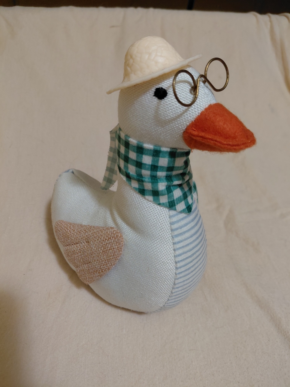 Decorative Fabric Goose With Glasses, Hat And Bandana